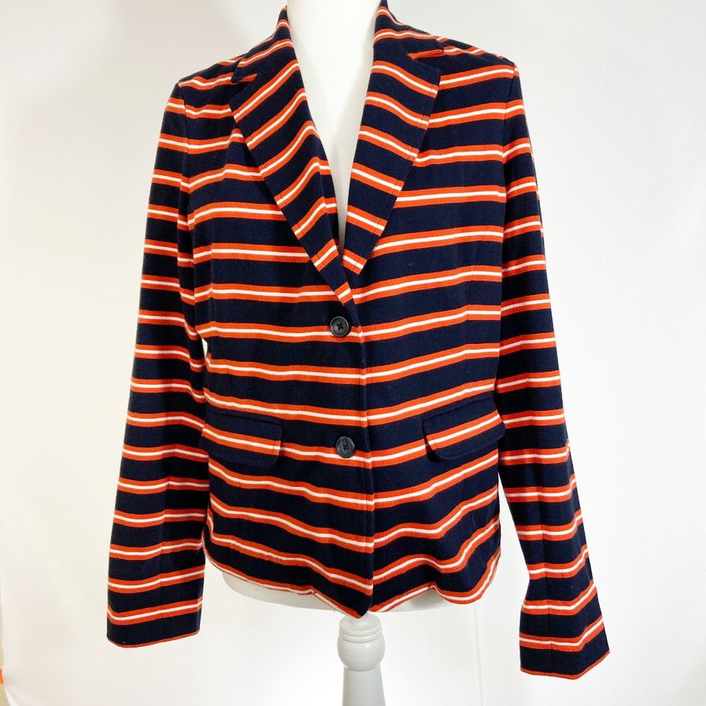 J Crew Factory 100% Cotton Striped Blazer Size M